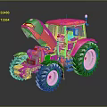 Orange Tractor With Open Hood Large Black Tires And Reflective Surface