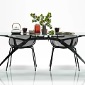 Modern Dining Table and Chair Combination Simple Dining Table and Chair Food Decoration Combination 3d model