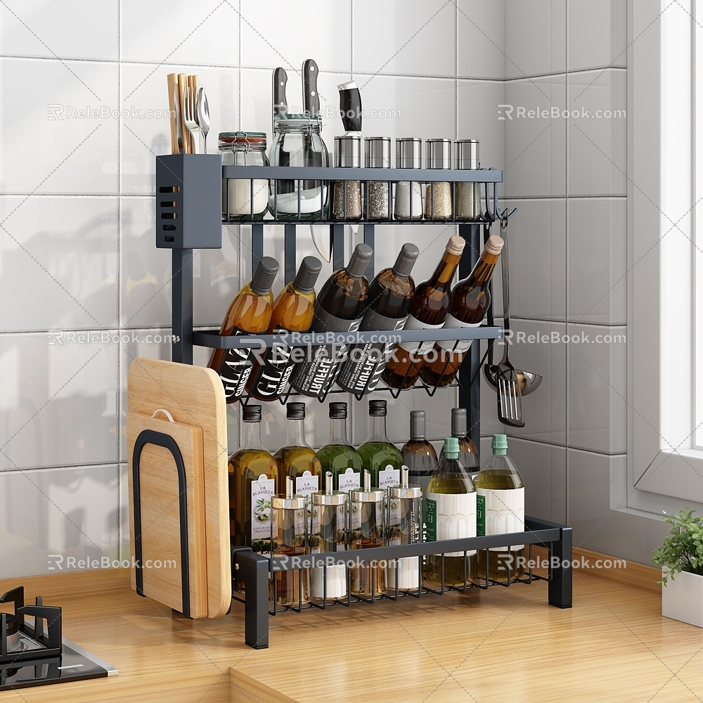 Kitchen Storage Rack Bottle Seasoning 3d model