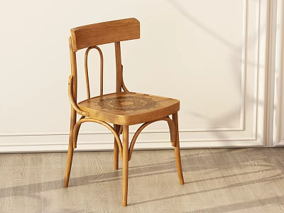 Wooden Leisure Chair With Curved Frame Textured Seat And Modern Interior Design 3d model