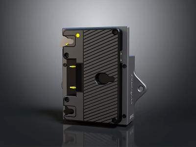 Black Industrial Device With Yellow Indicator Lights Textured Surface And Control Knob 3d model