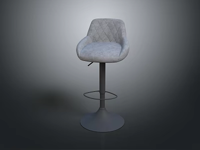 Light Gray Quilted Diamond Pattern Bar Stool With Metal Base And Swivel Design 3d model