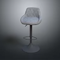 Light Gray Quilted Diamond Pattern Bar Stool With Metal Base And Swivel Design 3d model
