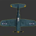 Vintage Blue Aerospace Propeller Aircraft Featuring Star Stripes Emblem And Yellow Tipped Wings Tail
