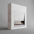 Modern Light Gray Concrete Fireplace With Sleek Design And Burning Flames