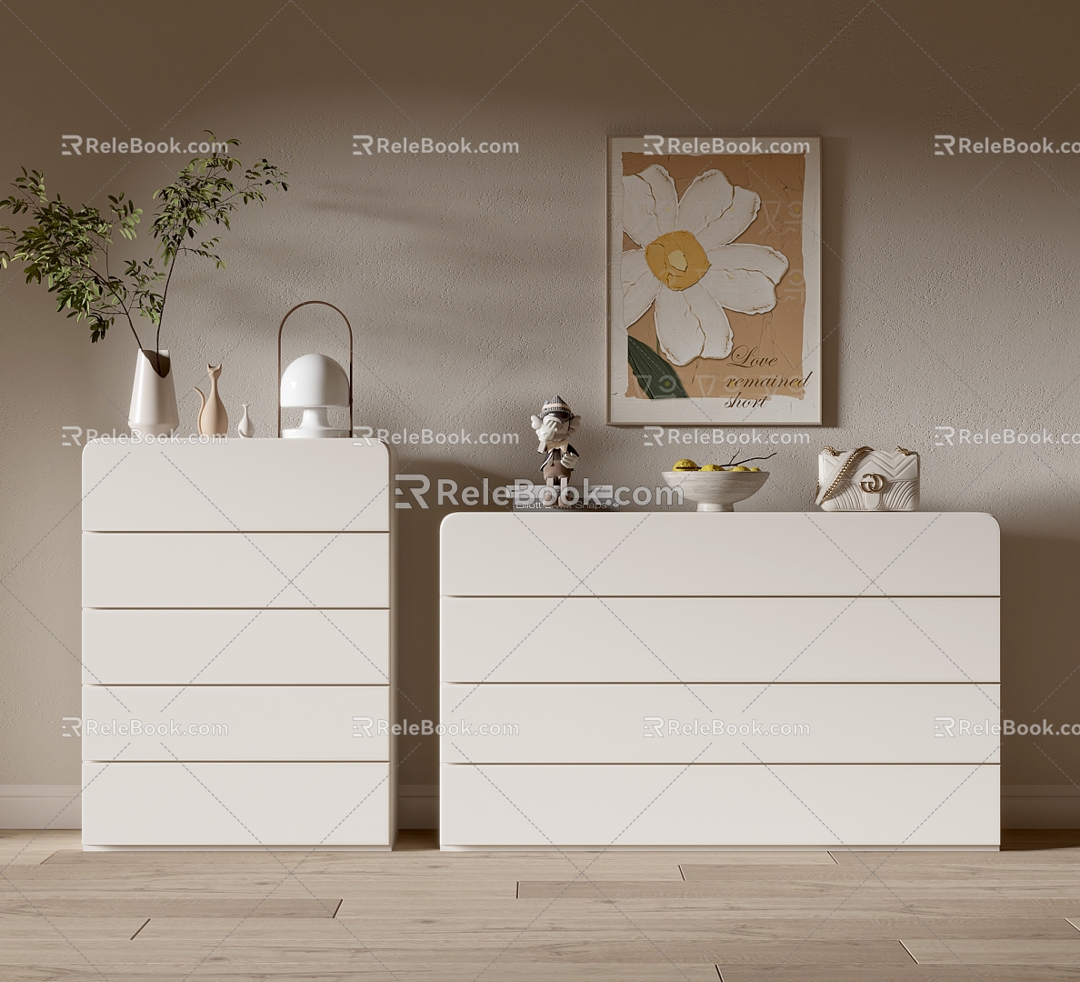 Modern Entrance Cabinet Shoe Cabinet Sideboard Wall Decorative Pendant Ornaments Bucket Cabinet Cream Decorative Cabinet Low Cabinet Sideboard 3d model