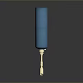Blue Cylindrical Decorative Fixture With Golden Curved Base And Modern Design