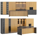 Modern Kitchen Cabinets With Wooden Island Dark Storage And Integrated Appliances