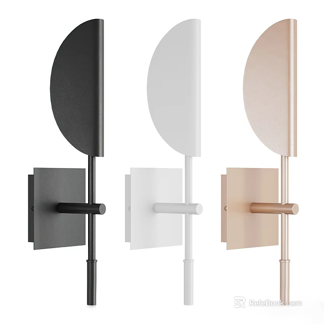 Modern Semicircular Wall Decor with Black White and Gold Mounted Designs 3d model