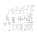 Various Types of Wine Bottles and Wine Glasses in Assorted Designs and Styles