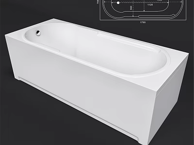 White Modern Bathtub With Rectangular Shape Smooth Surface And Design Details 3d model