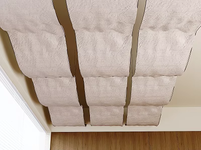 Suspended Hanging Curtain Ceiling Chinese Fabric Decorative Curtain 3d model