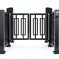 Automatic Swing Gate With Black Metal Frame Double Door And Security Access Control System 3d model