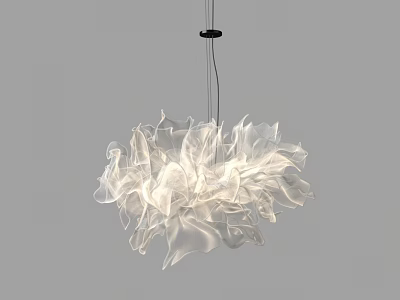 Abstract Pendant Light With Flower Like White Translucent Shade For Contemporary Home 3d model