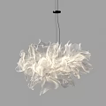 Abstract Pendant Light With Flower Like White Translucent Shade For Contemporary Home 3d model