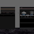 Sleek Black Kitchen Integrated Cooker With Gas Burners And Range Hood