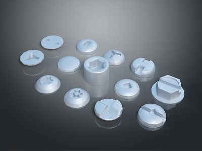 Sleek Silver Lighting Fixture Set With Various Designs Smooth Surfaces And Reflective Finish 3d model