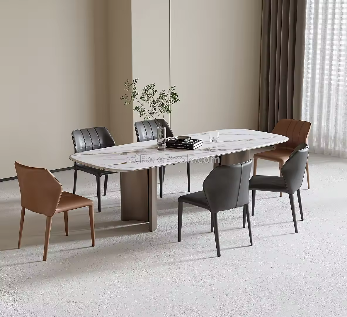 Modern Dining Table and Chair Combination Dining Chair Dining Table 3d model