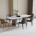 Modern Dining Table and Chair Combination Dining Chair Dining Table 3d model