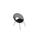 Black Woven Rattan Leisure Chair with Metal Frame and Comfortable Cushion