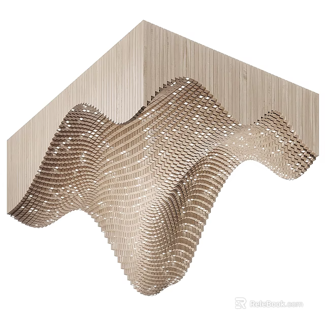 Artistic Modern Ceiling Design With Wavy Three Dimensional Architectural Elements 3d model 