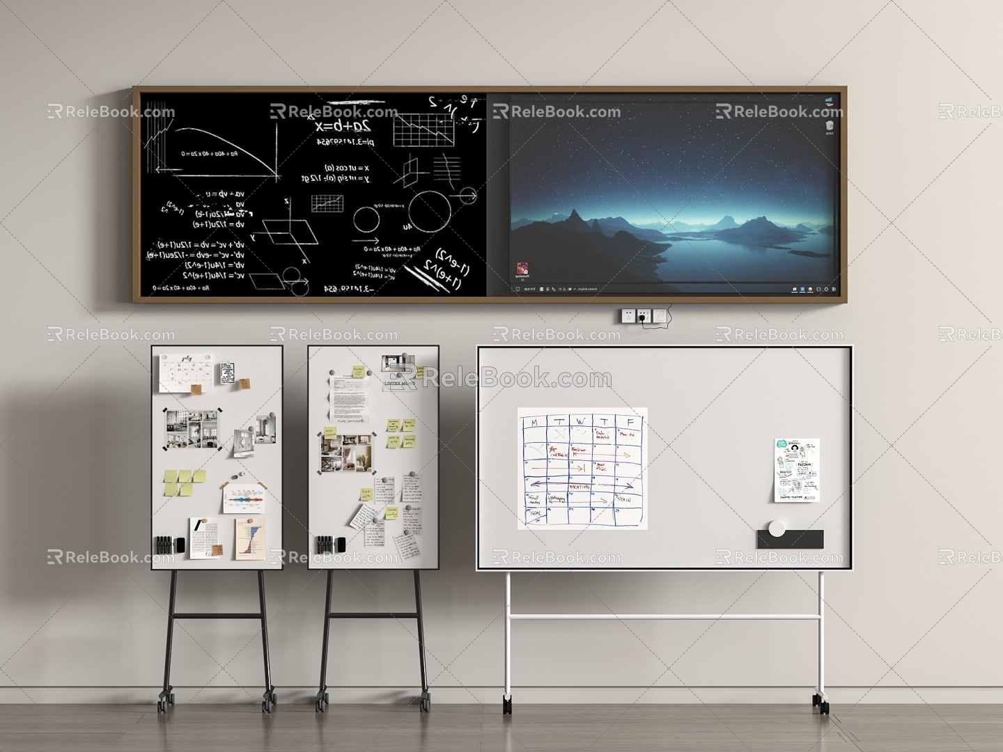 Writing board blackboard whiteboard drawing board mobile drawing board multimedia blackboard 3d model