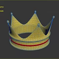 Golden Fashion Crown Accessory with Red Band Detail and Shiny Surface Reflection