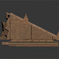 Traditional Architecture Model With Sloped Roof Ornate Carvings And Curved Eaves