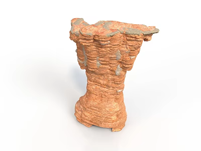 Layered Geological Scenic Component Model With Rough Textured Brown Orange Surface 3d model