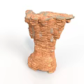 Layered Geological Scenic Component Model With Rough Textured Brown Orange Surface