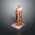 Old Vintage Rusty Fire Extinguisher Placed on Transparent Acrylic Base