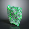 Green Cracked Crystal Stone With Glowing Surface Lines On Gray Background 3d model