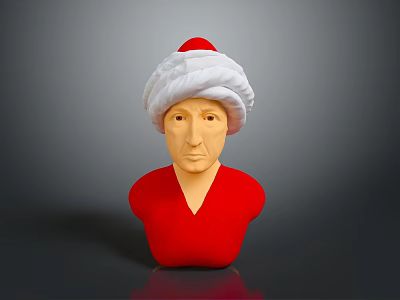 Woman Wearing Red Outfit And White Turban With Red Accent Bust Sculpture 3d model
