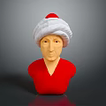Woman Wearing Red Outfit And White Turban With Red Accent Bust Sculpture