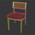 Stylish Leisure Chair with Wooden Frame Woven Backrest and Navy Blue Padded Seat