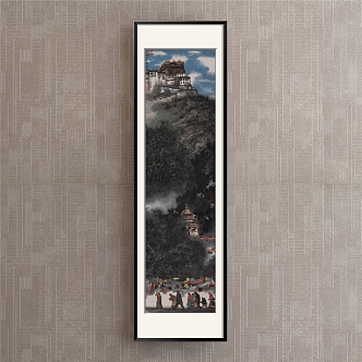 New Chinese Landscape Painting Black and White Hallway Landscape 3d model