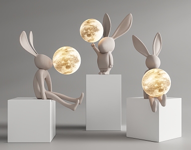 Modern Rabbit Moon Table Lamp 3d model