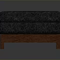 Square Dark Textured Upholstered Footstool With Stylish Wooden Legs Modern Design