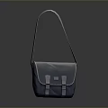 Modern Light Gray Handbag With Long Shoulder Strap And White Buckle Details 3d model