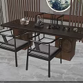 Modern Natural Wooden Tea Table and Chairs with Comfortable Seats and Tea Accessories