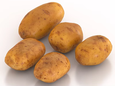 Fresh Organic Raw Potatoes as Healthy Natural Food Ingredient for Cooking 3d model