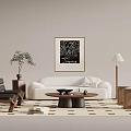 Mid-ancient style sofa coffee table combination 3d model