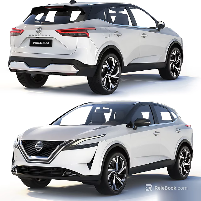 White Nissan SUV With Modern LED Lights And Alloy Wheels 3d model 