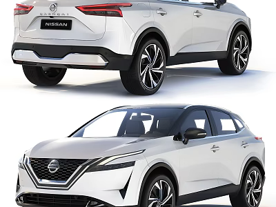 White Nissan SUV With Modern LED Lights And Alloy Wheels 3d model