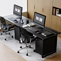 Solid Wood Desk Swivel Chair Apple Desktop Computer Mouse Keyboard 3d model