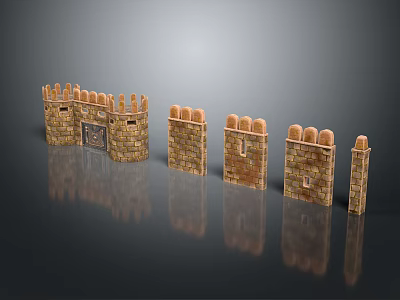 Detailed Medieval Stone Castle Models With Crenellated Towers And Wall Structures 3d model