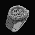 Luxury Rolex Chronograph Watch With Black Stainless Steel Band And Skeleton Dial
