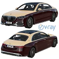 Luxury Sedan Car Featuring Brown Beige Body With Multiple Side Top Front Rear Views