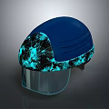 Stylish Blue Safety Helmet Featuring Glowing Pattern And Transparent Face Shield
