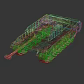 Detailed Military Tank With Camouflage Paint Tracks And Cannon Design